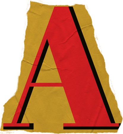 Vibrant Scanned Cutout Letter A