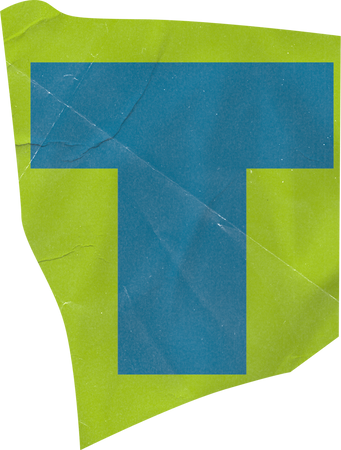 Vibrant Scanned Cutout Letter T