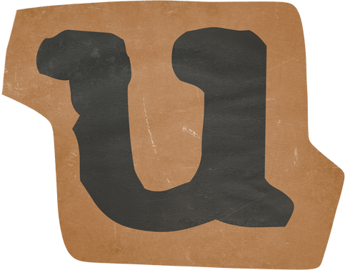 Vintage typewriter alphabet Letter U